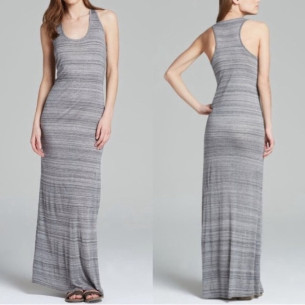 Vince Gray Space Dye Stripe Racerback Maxi Dress Sz S